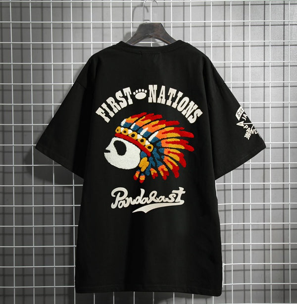 Indiana Panda Embroidered Japanese T Shirt - Medium