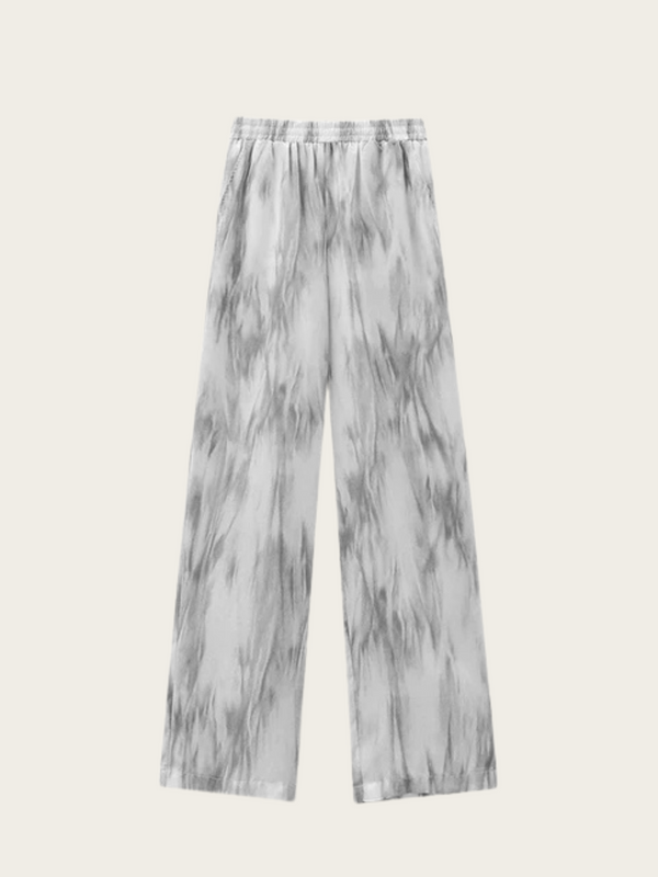 Marble-patterned pants on a light gray background