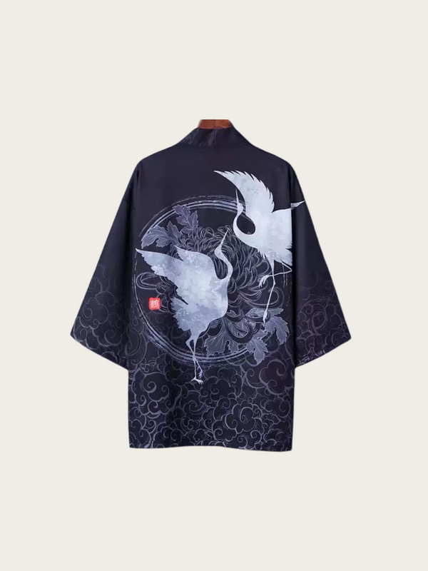 Harmony Flight Satin Kimono – Crane Symbol Design