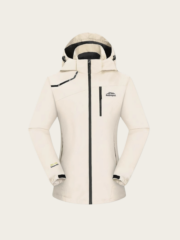 White jacket with black accents on a white background