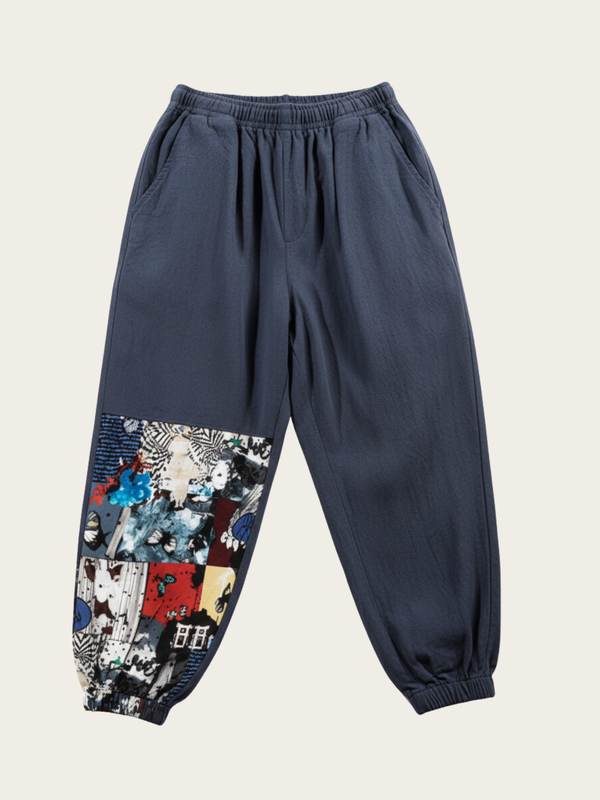 Patchwork Streetwear Loose Cotton Jogger Pants