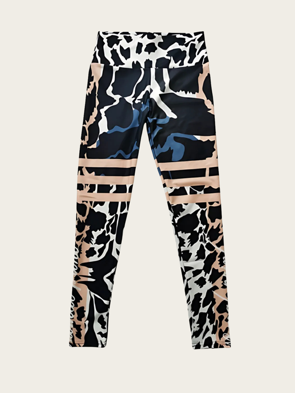 Leggings with a multicolor abstract pattern on a white background