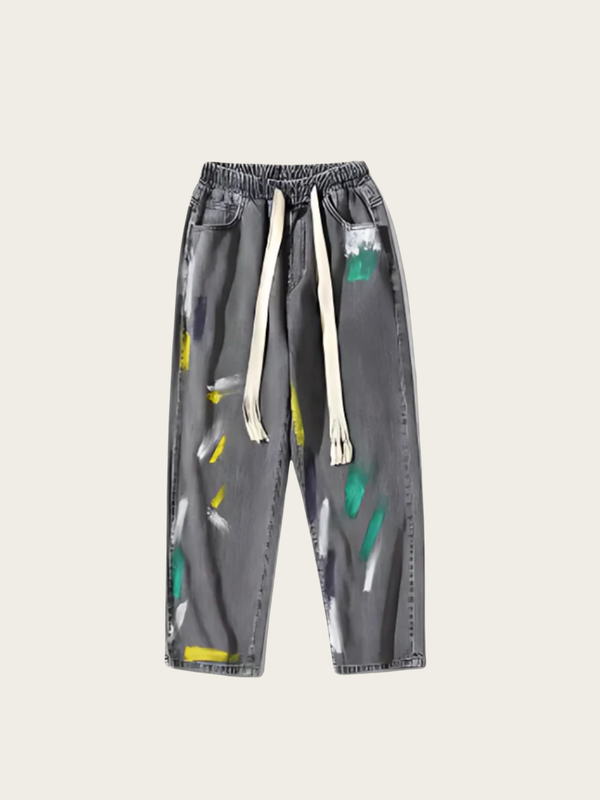 Oversized Graffiti Paint-Splash Wide Leg Denim Jeans – Wide-Leg Flow