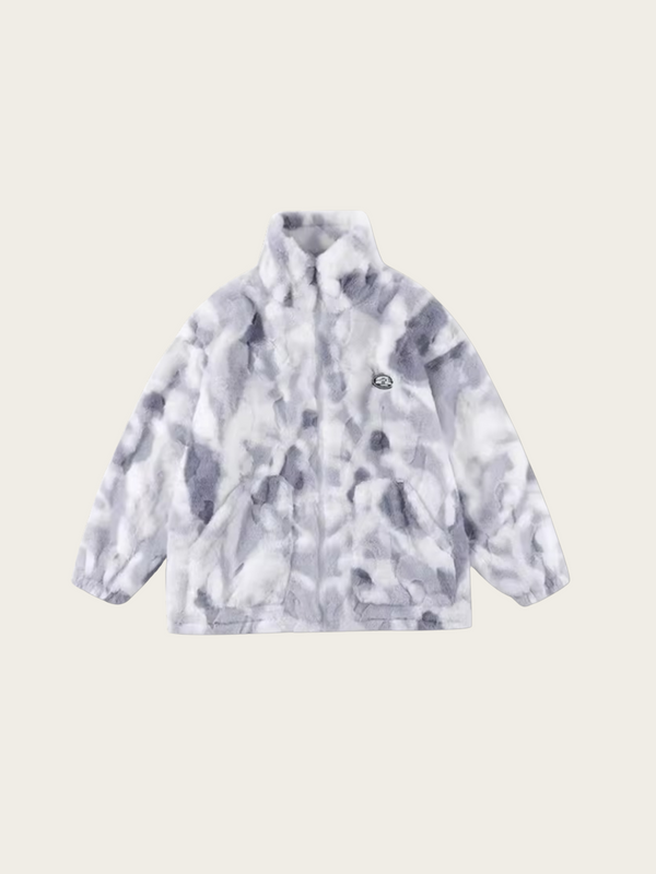 Gray tie-dye jacket on a light beige background