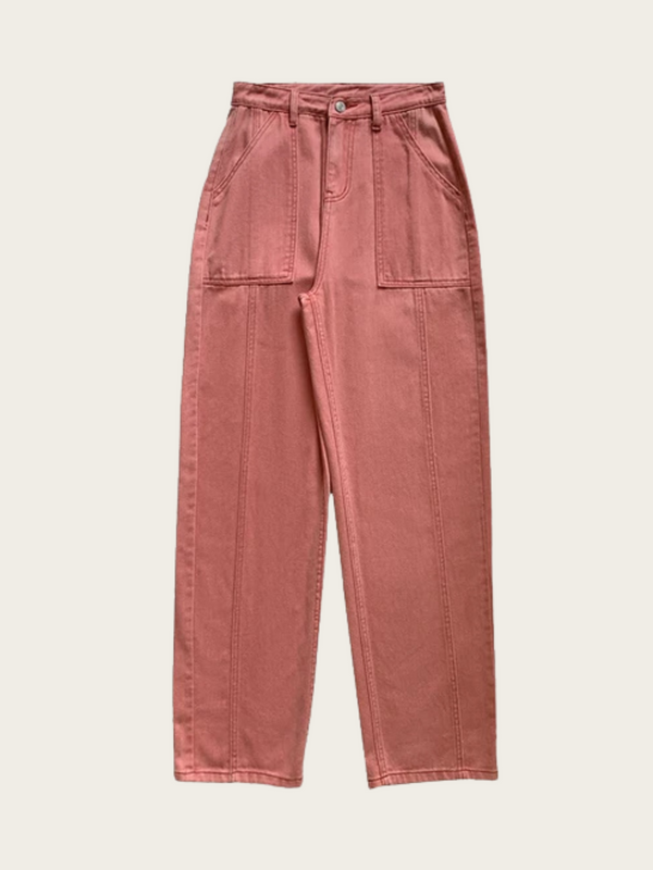 Pink pants on a light beige background