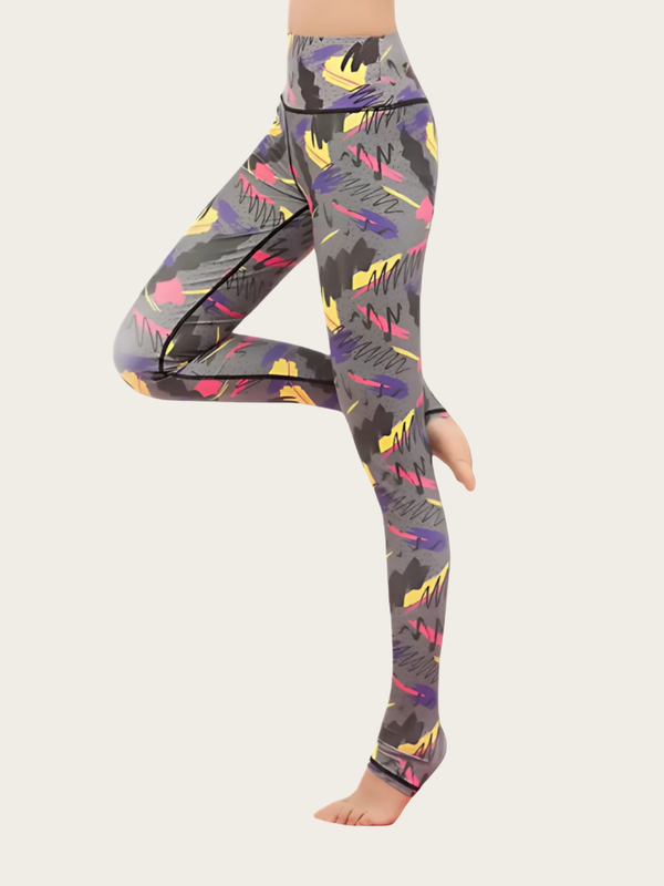 Colorful patterned leggings on a white background