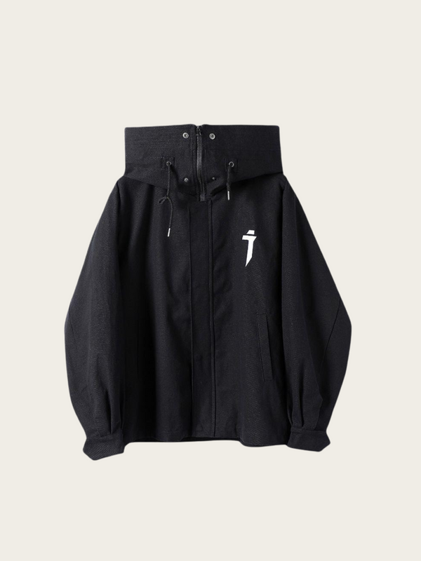 Black skirt with a logo on a beige background