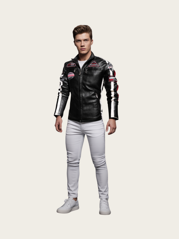 Racing-Inspired Leather Jacket – Premium Leather