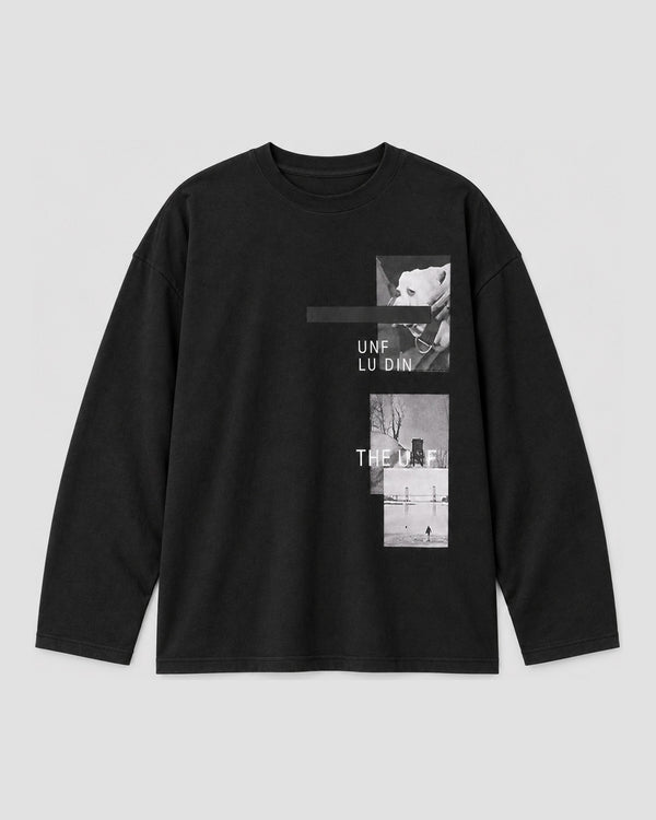 Men's Loose Long Sleeve Graphic Tee with Photo Print, front view, product photo