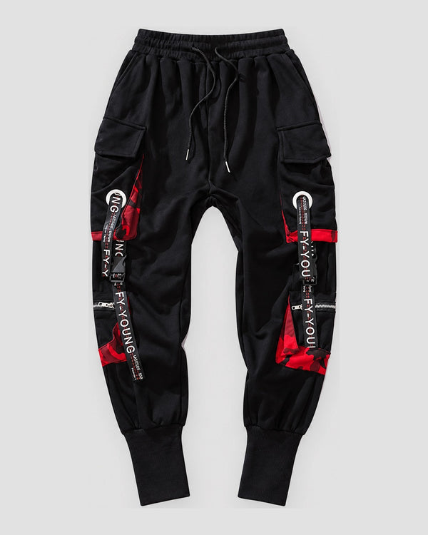 Ribbon Strap Cargo Jogger Pants, front view, product photo