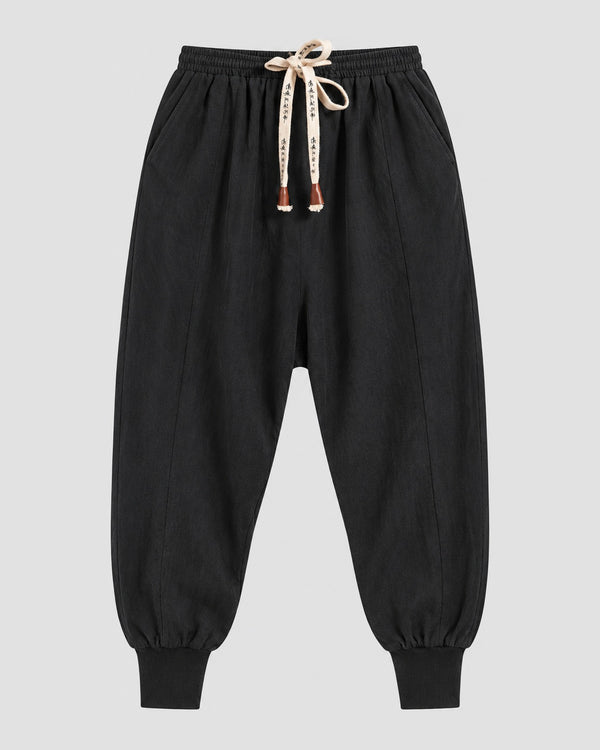Drawstring Drop-Crotch Harem Pants, front view, product photo
