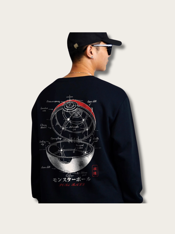 Poke Ball Schematic Japanese Sweatshirt - L
