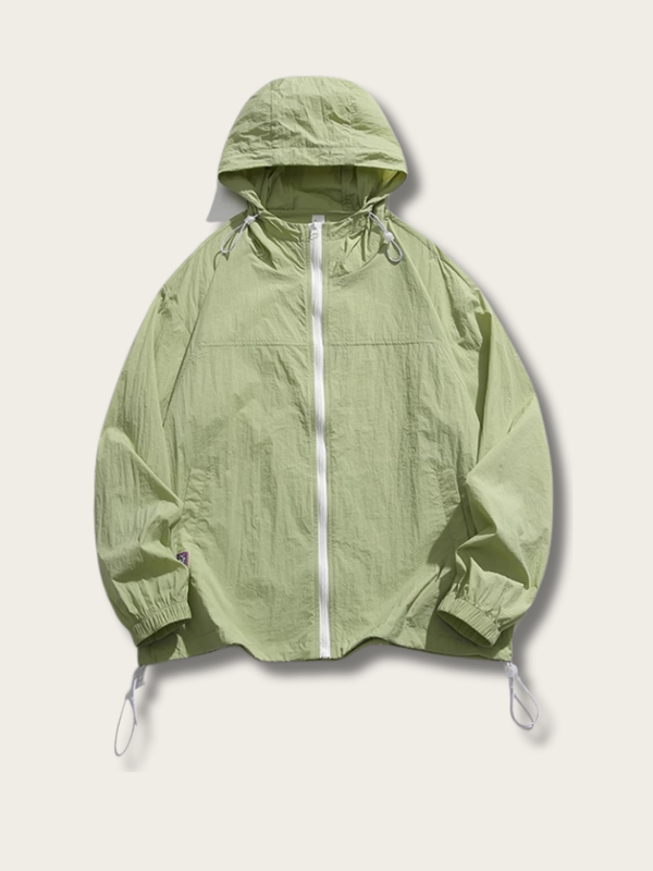 BreezeGuard Hooded Windbreaker - #000000:Black