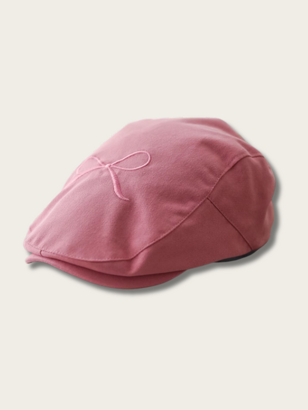Blushing Bow Flat Cap - #ffc0cb:Pink