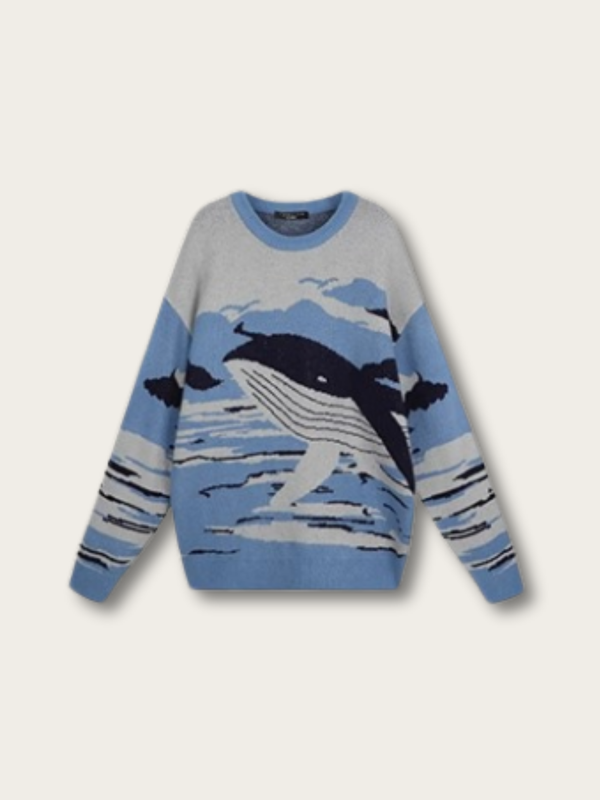 Ocean Voyager Whale Knit Sweater - #a9a9a9:Dark Gray