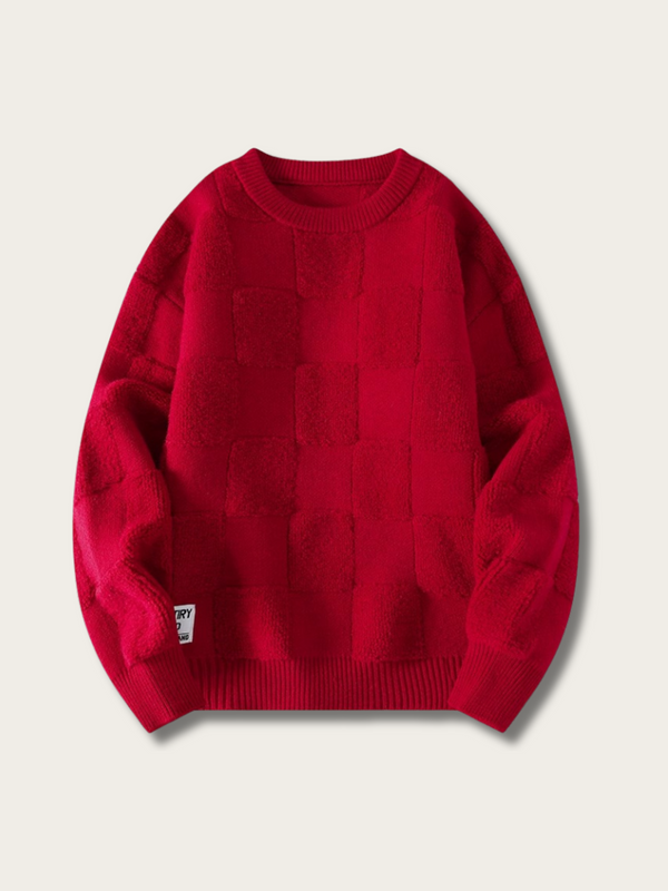 Plush Checkmate Knit Sweater - black:Black