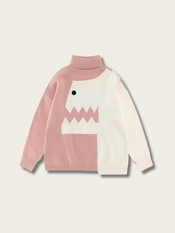 Dino Chomp Cozy Sweater - #ffc0cb:Pink