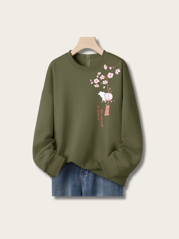 Sakura Rabbit Harmony Sweatshirt - black:Black