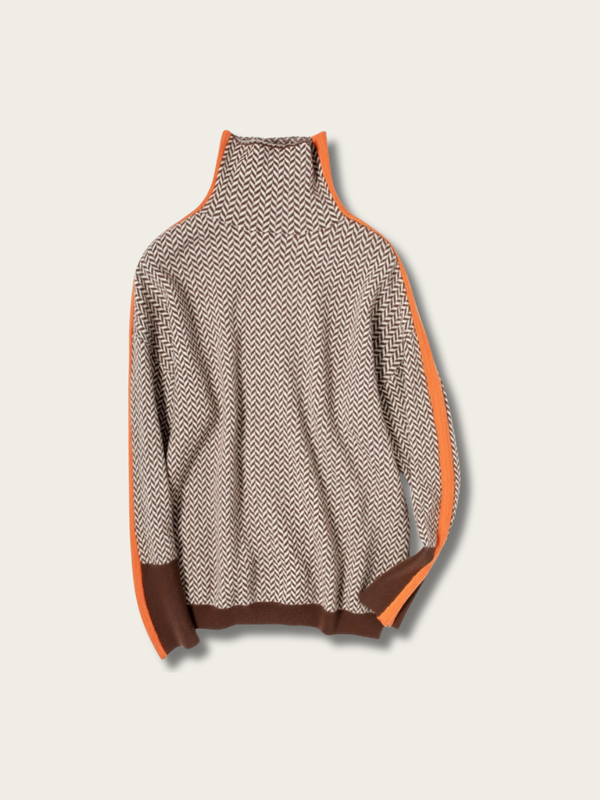 Modern Heritage Herringbone Sweater - #f5f5dc:Beige