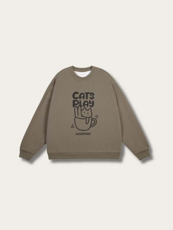Cats Play Cozy Sweatshirt - #d3d3d3:Light Gray