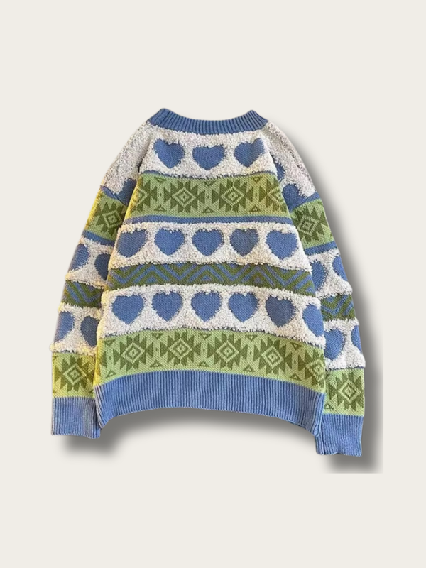 Heartwarming Harmony Knit Sweater - #0000ff:Blue