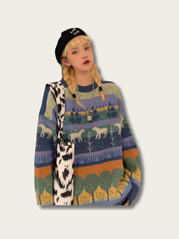 Woodland Whispers Japanese Knit Sweater - Cream