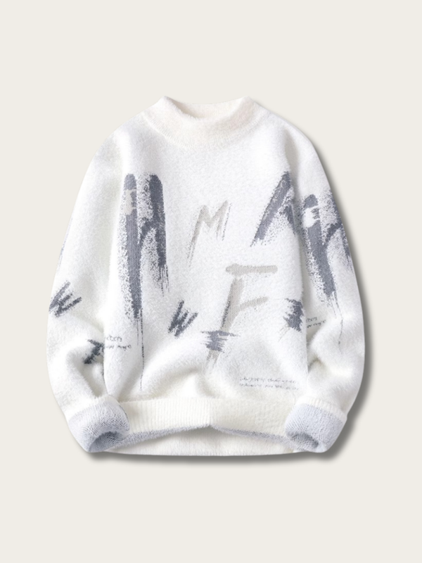 Cosmic Scribble Plush Sweater - black:Black