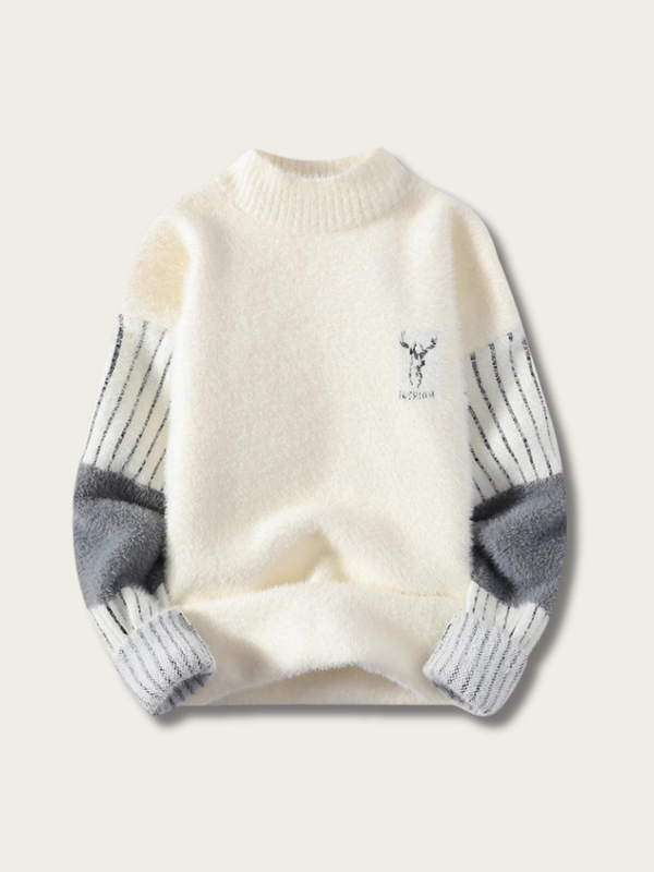 Frostbound Elk Knit Sweater - black:Black