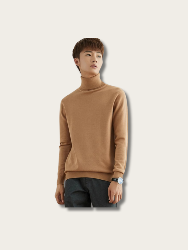 Turtleneck Elegant Comfort Japanese Sweater - #945536:Brown