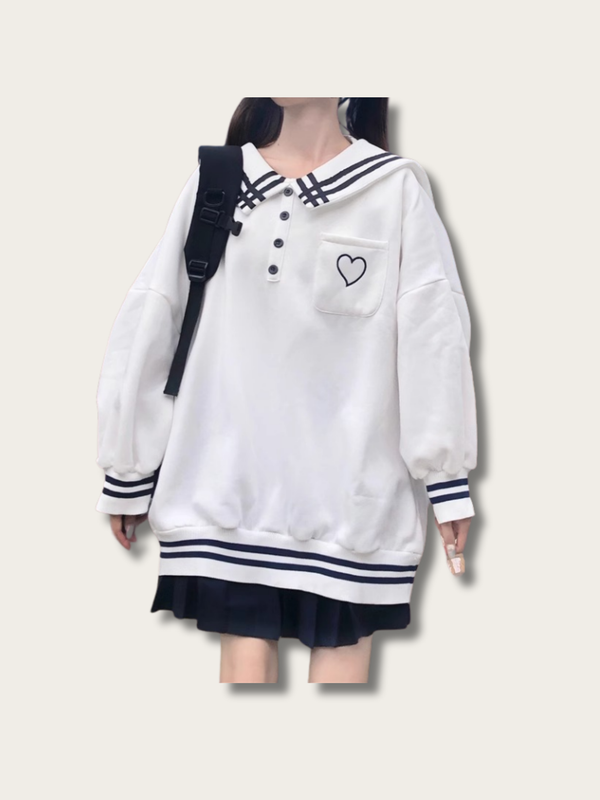 Sailor Heart Japanese Sweatshirt - Pink