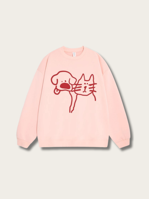 Paws & Whiskers Crewneck Sweatshirt - #ffc0cb:Pink