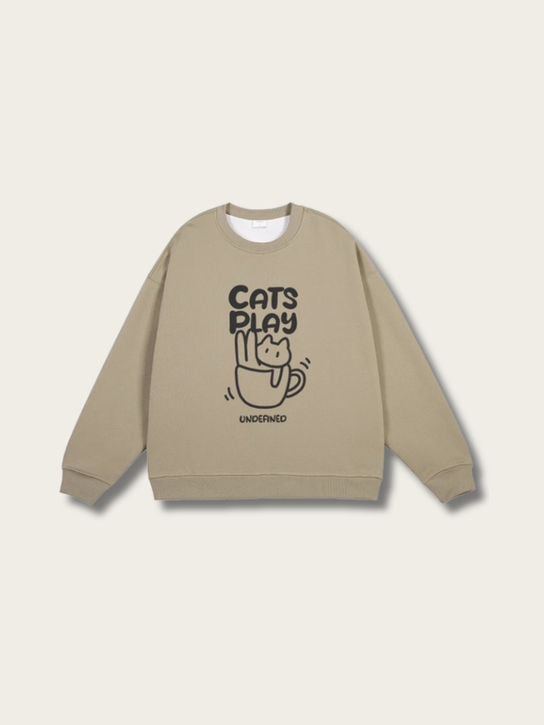 Cats Play Cozy Sweatshirt - #d3d3d3:Light Gray