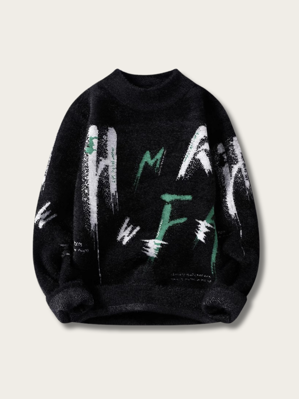 Cosmic Scribble Plush Sweater - black:Black