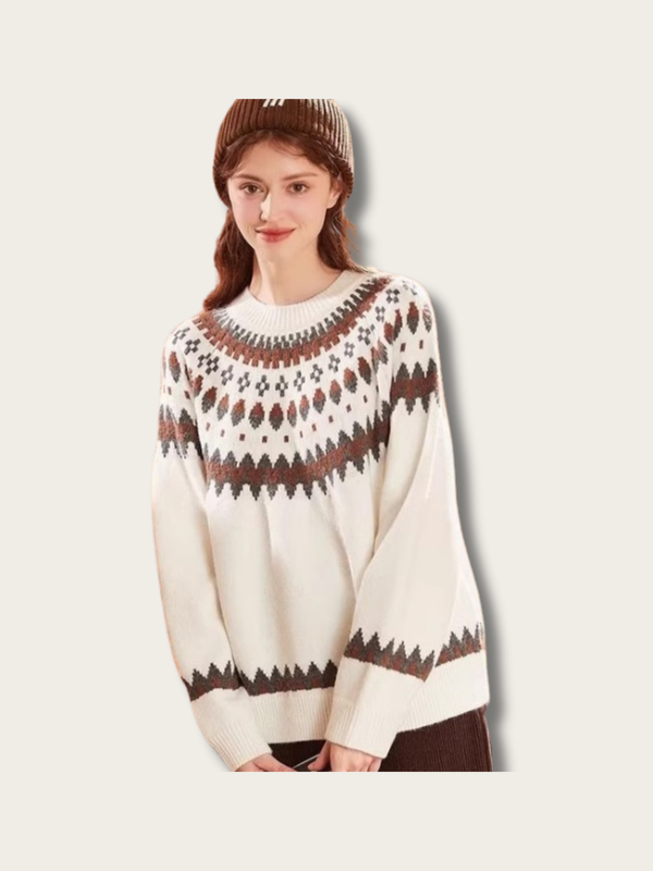 Nordic Heritage Knit Sweater - #fffdd0:Cream