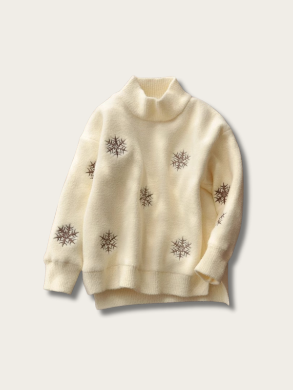 Snowflake Serenity Knit Japanese Sweater - Cream