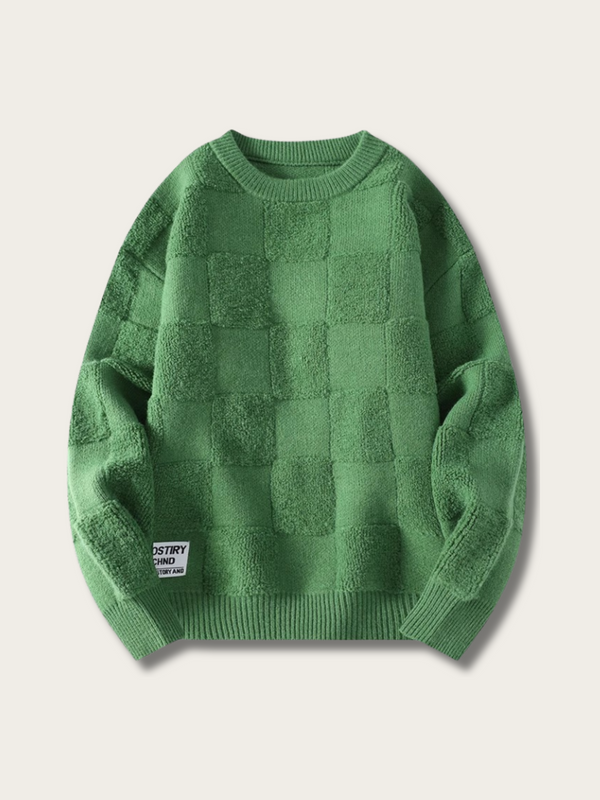 Plush Checkmate Knit Sweater - black:Black