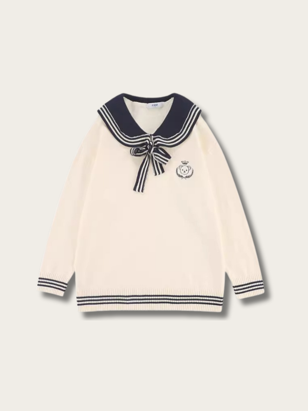 Regal Sailor Knit Sweater - #fffdd0:Cream