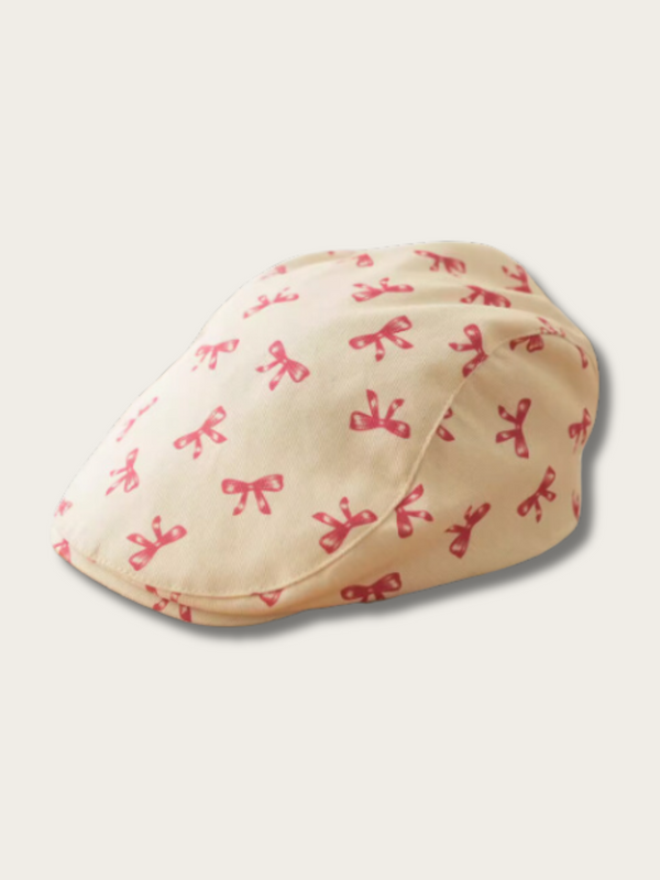 Charming Bow Flat Cap - Pastel Pink
