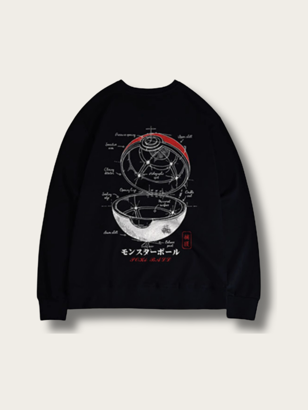 Poke Ball Schematic Japanese Sweatshirt - M