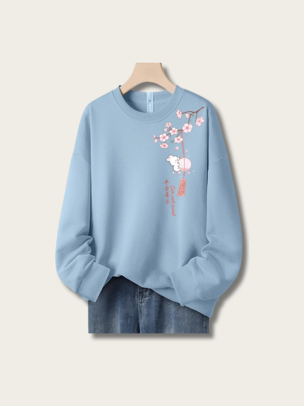 Sakura Rabbit Harmony Sweatshirt - black:Black