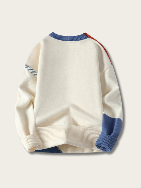 Artisan Patchwork Knit Sweater - black:Black