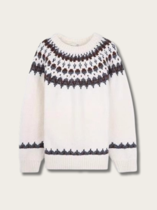 Nordic Heritage Knit Sweater - #fffdd0:Cream