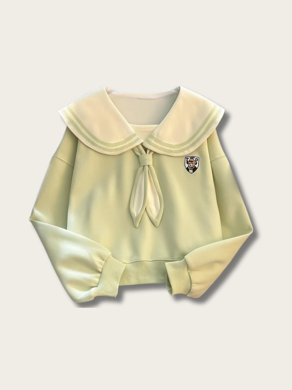 Charming Sailor Tie Sweatshirt - #ffffff:White