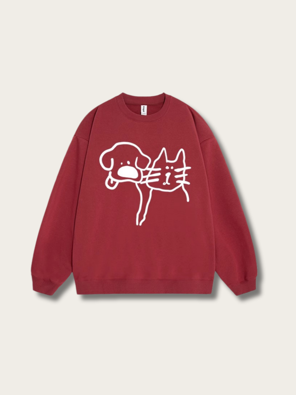 Paws & Whiskers Crewneck Sweatshirt - #ffc0cb:Pink
