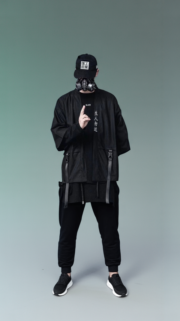 Urban Stealth Kimono Jacket – Open-Front Drape