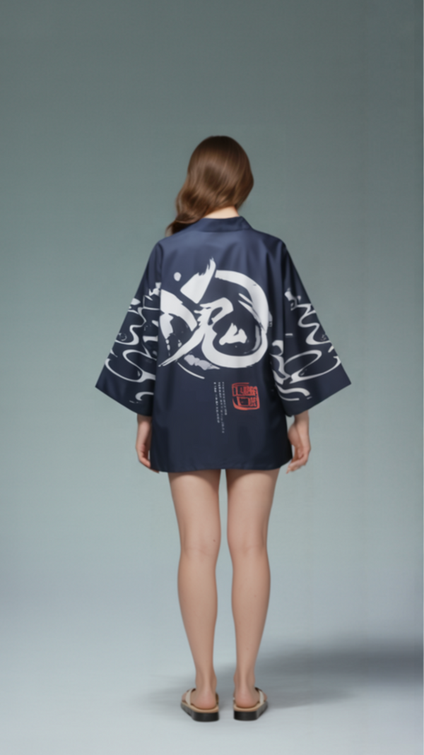 Oni Mask Kimono Jacket – Open-Front Drape