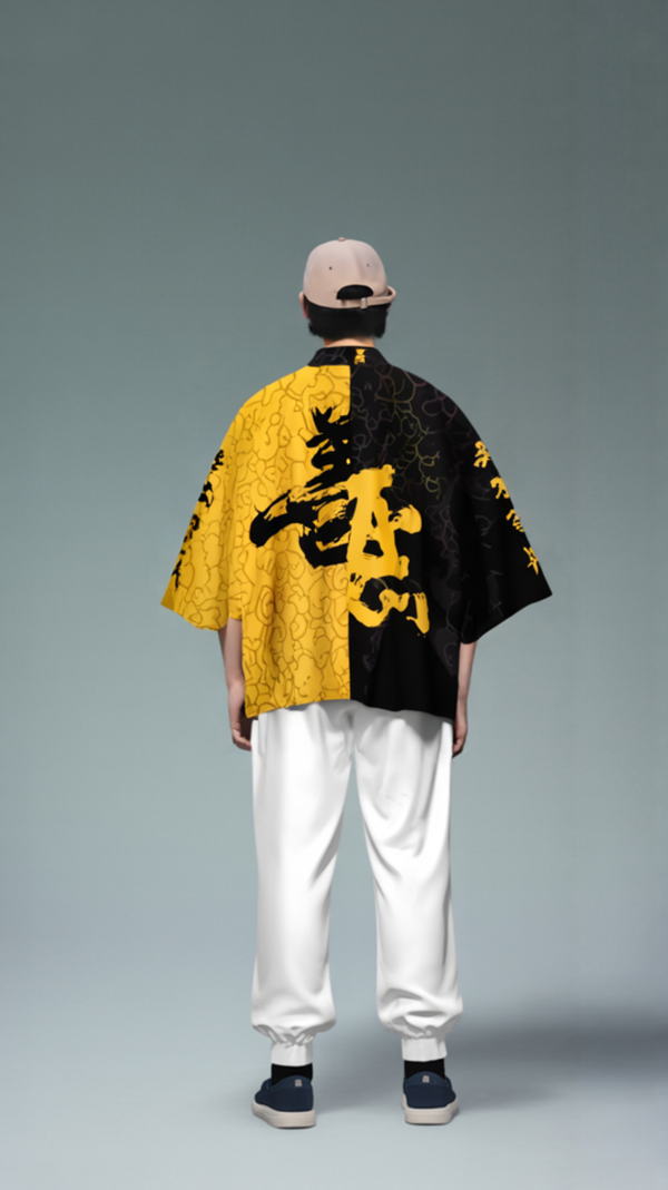Kanji Cloud Harmony Kimono – Open Drape