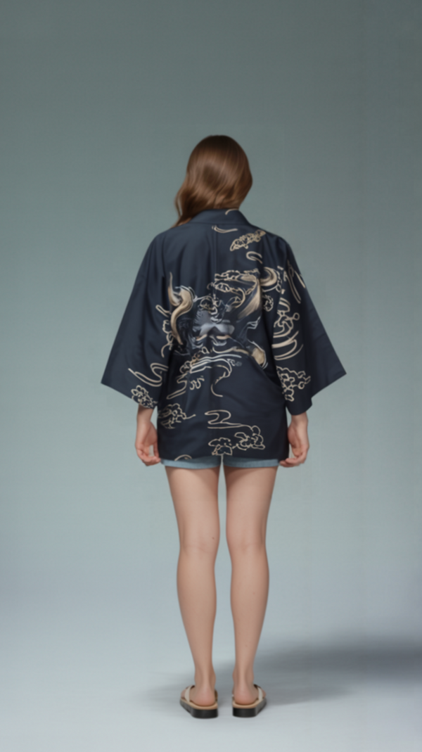 Golden Oni Kimono Cardigan – Open-Front Drape