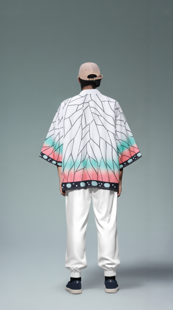 Ethereal Gradient Leaf Kimono – Open Drape