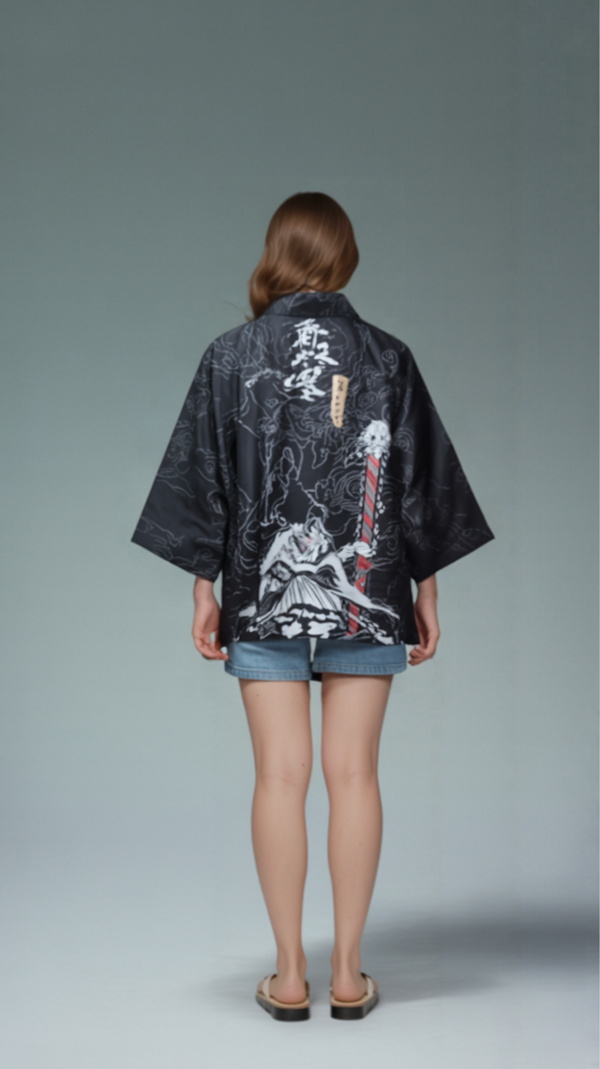 Shadow Blade Warrior Kimono – Open-Front Drape